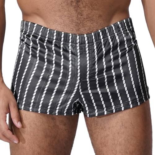 Sholeno Mens Striped Swim Trunks Satin Boxer Shorts Elastic Waist Beach Pool Shorts Loungewear Sleepwear3