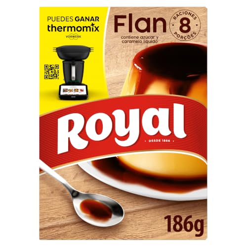 Royal Flan, Preparado en Polvo con Caramelo 8 Raciones, Pack 186 g