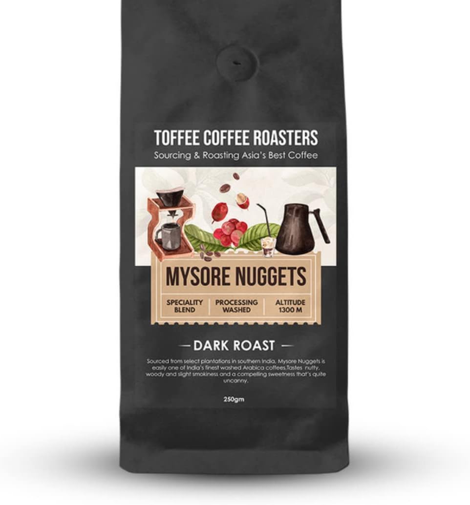 Toffee Coffee Roasters Mysore Nuggets Speciality Blend, 100% Arabica Medium Dark Roasted,(500 g) (Whole Beans)