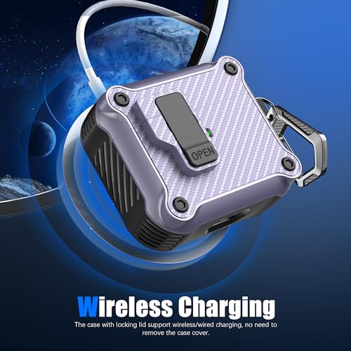 Image of RFUNGUANGO AirPods 3 Case with Lock Magnetic Lid, Purple