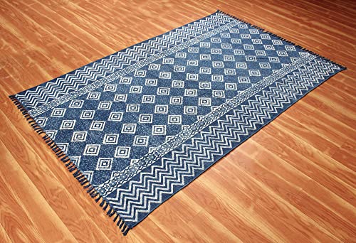 Tapis indien fait main coton Dabu bohème déco