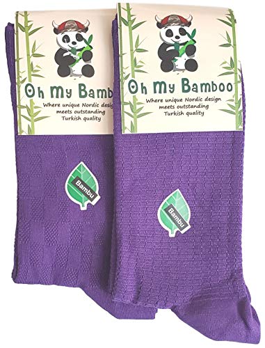 2 Pairs Oh My Bamboo Womens Dress Socks Seamless Textured Purple