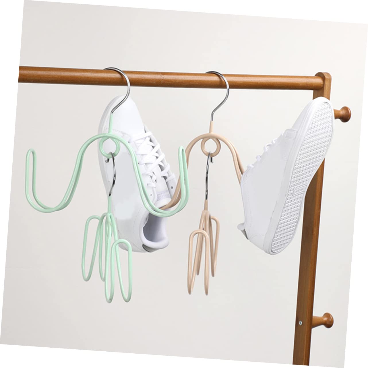 MUELODSIC 4pcs Stainless Steel Shoes Hanging Rack Space Saving Organizer for Entryway Door and Closet Wind Resistant Double for Shoes Scarves and Ties