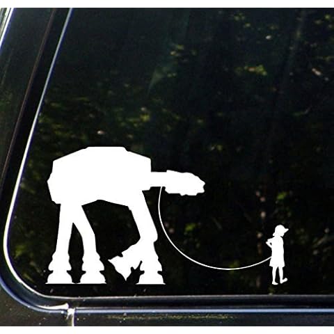 BD USA Boy Walking Robot - Car Vinyl Decal Sticker - (7.75" w x 4.5" h) (Color Choices Available) (White) Cover