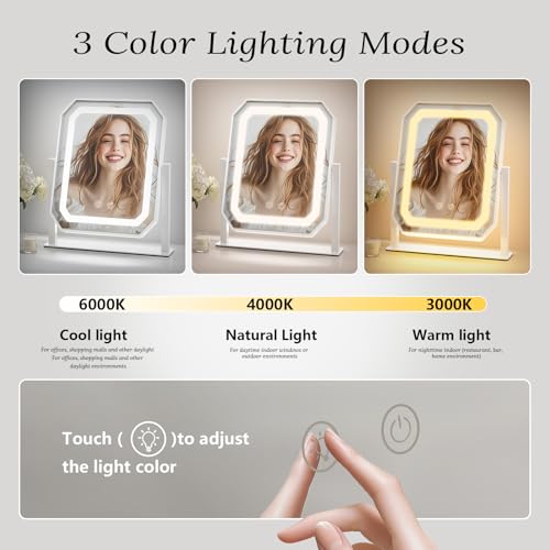 Espejo de maquillaje iluminado, 3 colores, 12 pulgadas miniatura 3