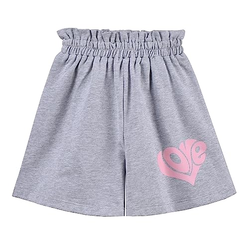 Image of Sunny Fashion Girls T-Shirt Top Short Pants Gym Active White Gray Heart