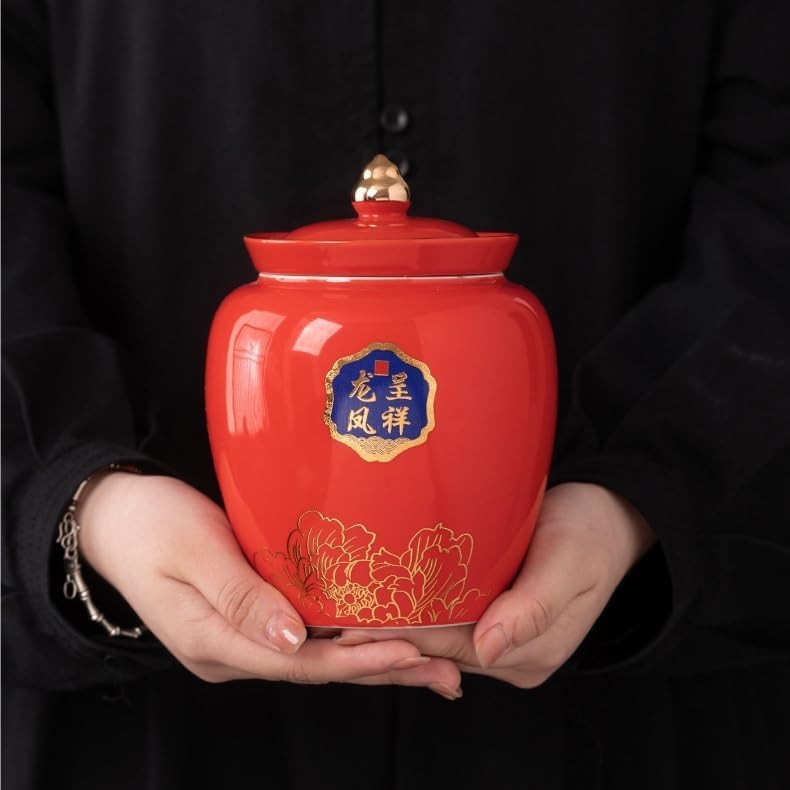 SONGCHAO Sugar Jar Ceramic Tea Can Gift Box Half A Pound Packaging Green Black Porcelain Storage Tea Canister