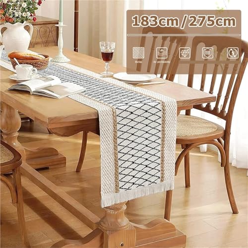 Chemin de table rustique de ferme en coton et lin pour repas de vacances - 4