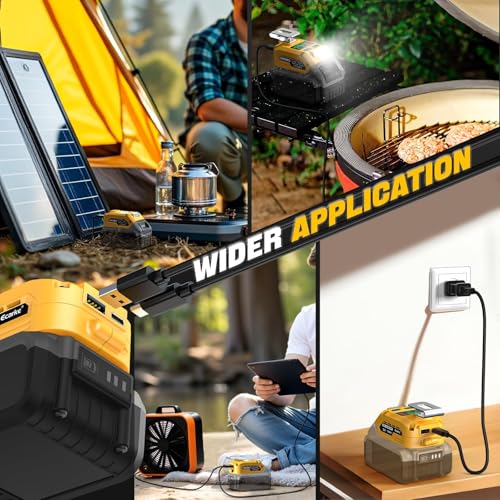 Image of Ecarke 2-in-1 Battery Charger & Power Inverter Compatible with DeWALT 20V Battery, 100W USB-A Output & USB-B Input /Output, for Travel Emergency Use (No Battery)