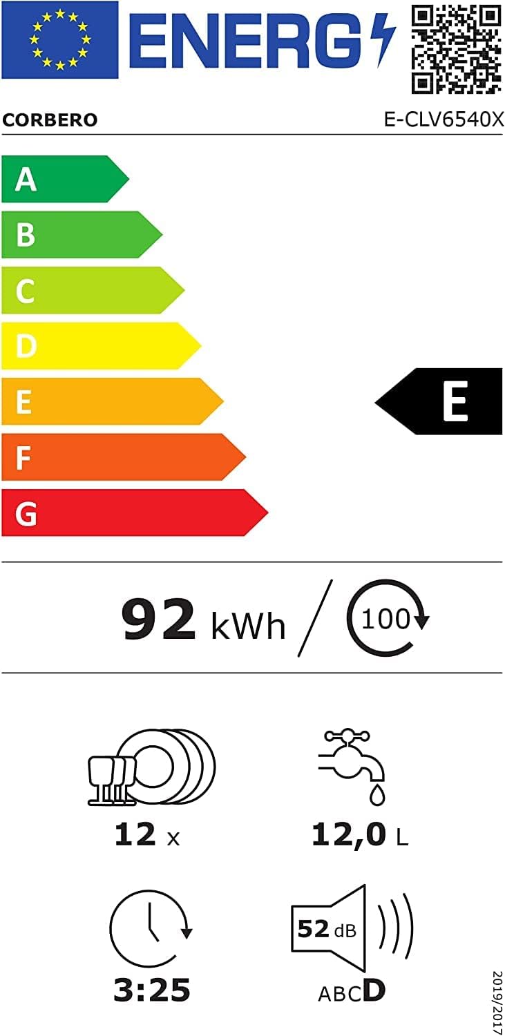 Corberó E-CLV6540X Dishwasher Energy Label