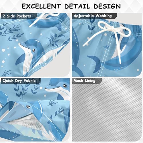 Boys Swim Trunks Cute Dolphins Marine Life Toddler Swim Shorts Little Boys Board Shorts3