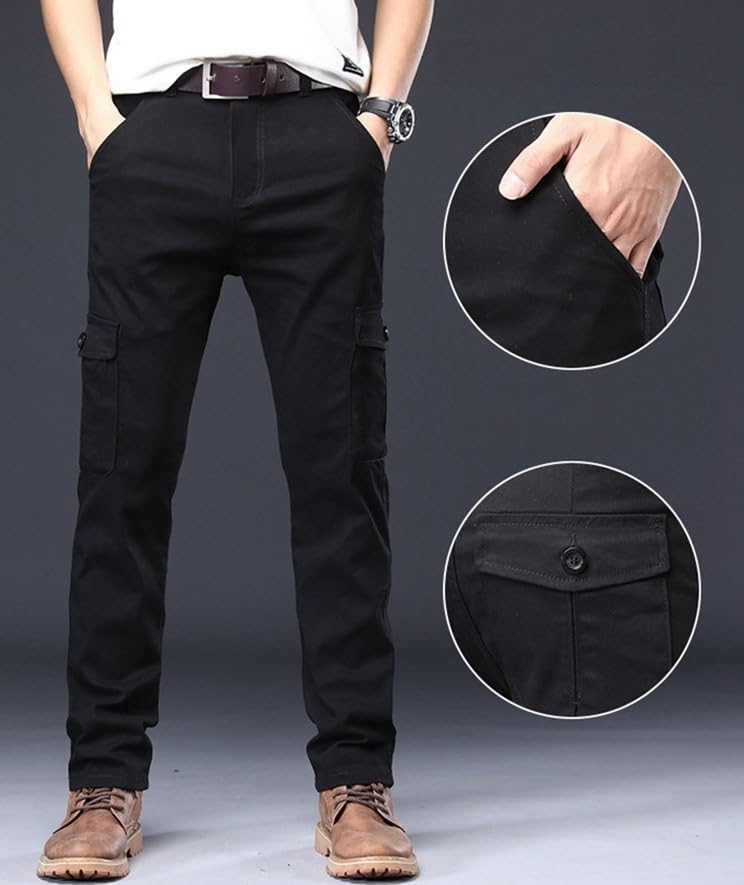 Image of Men's Cotton Cargo Pants Multi-Pocket,Comfortable Work Pants, Durable Trousers & Everyday Wear-CP-036