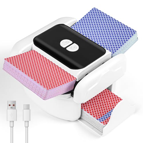 Apritsce Kartenmischmaschine Elektrische, Karten Mischgerät für 2 Decks, 2600mAh Akku Kartenmischer Elektrisch, Card Shuffler für UNO Poker Texas Hold Em Blackjack