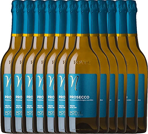 VINELLO 12er Weinpaket - Prosecco Spumante Treviso DOC Extra Dry - Ponte mit einem VINELLO.weinausgießer | 12 x 0,75 Liter Cover