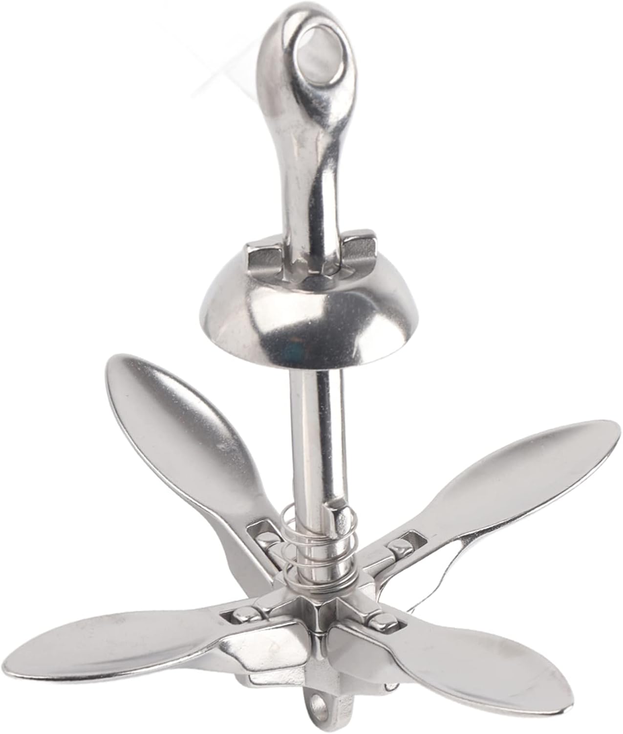 0.7KG Stainless Steel Folding Grapnel Anchor, Boat Docking Hardware, Marine Grade 316 Stainless Steel Folding Anchor with Mirror Polish for Yacht and Small Vessels