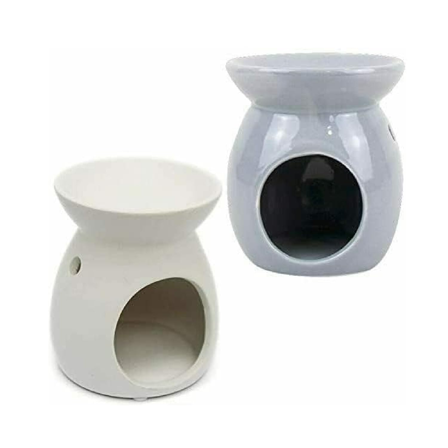 Set Of 2 Wax Melt Burner Ceramic Essential Oil Burners | Decor Pattern Scented Diffuser Warmer | Home Bedroom Holder Candle Aromatherapy | Xmas Gift Set