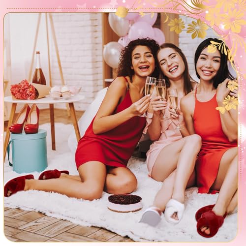 Image of JenPen 7 Pairs Bridesmaids Slippers Women's Cross Band Fuzzy Bachelorette Party Slippers for Wedding Bridal Party
