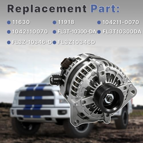 Image of FL3T10300DA Alternator 220A 12V Compatible with 2011-2017 Ford F-150 F150 | 3.5L 3.7L 6-Groove Pulley Clockwise Replace 1042110070 FL3Z10346D FL3T-10300-DA