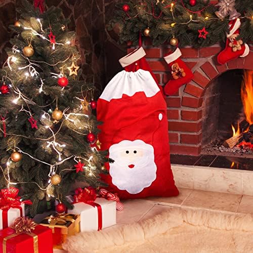 I LOVE FANCY DRESS Christmas Santa Sack Large 90cm x 2 - Father Christmas Sack with Santa Claus Face, Gift Present Bag Red