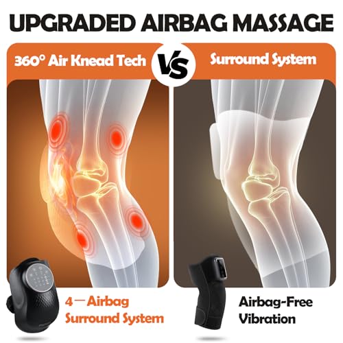 Image of Knee Massager with Heat, 3D Airbag Compression, 3 Heating Levels, 3 Vibration Modes, Adjustable Straps, Memory Function, Cordless Knee Brace Massager for Home Use, Gift for Men and Women