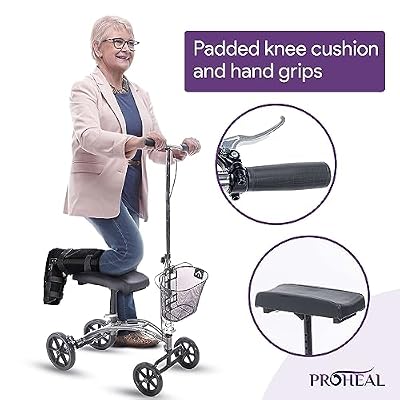 Steerable Knee Walker with Basket - Lightweight Foldable Knee Scooter for Broken Foot or Ankle, Foot Surgery Recovery, and Other Injuries