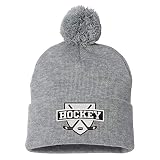 Love Sketches Embroidered Ice Hockey Thick and Warm Skull Cap Cuffed Beanie Men Women Kids (POM - He