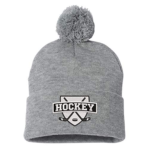 Love Sketches Embroidered Ice Hockey Thick And Warm Skull Cap Cuffed Beanie Men Women Kids (Pom - Heather Light Grey) #TOP9