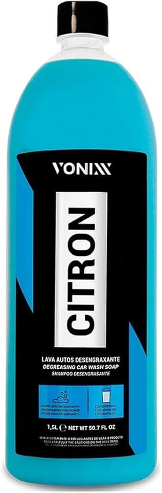 Citron 1,5L – Shampoo Automotivo Desengraxante Concentrado. Remove sujeiras pesadas e graxas com eficiência, alto rendimento e pH equilibrado, ideal para lavagens detalhadas.