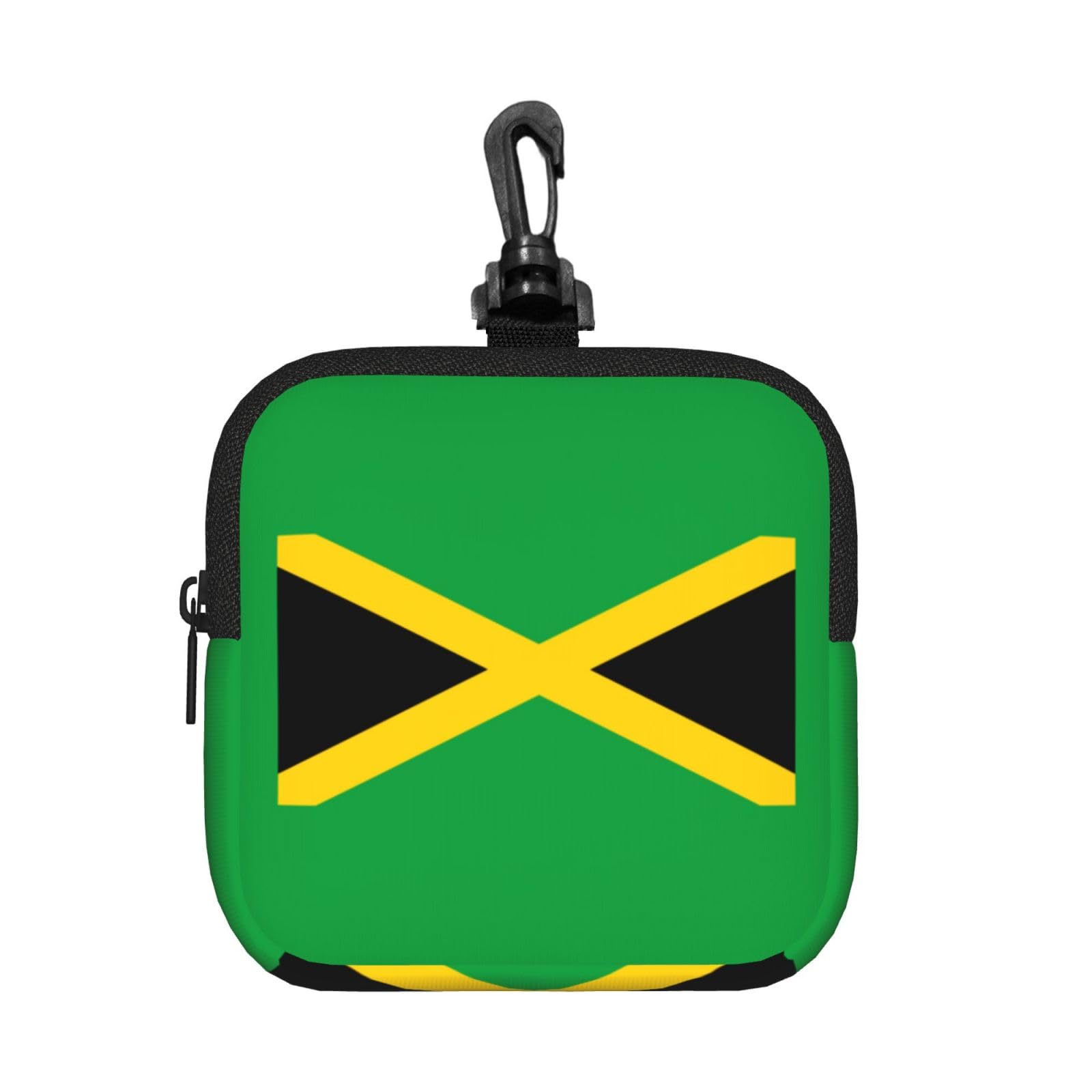 Ercgad Unisex Black Jamaica Flag Print Square Storage Bag Travel Toiletry Cosmetic Organizer Pouch Lightweight Reusable