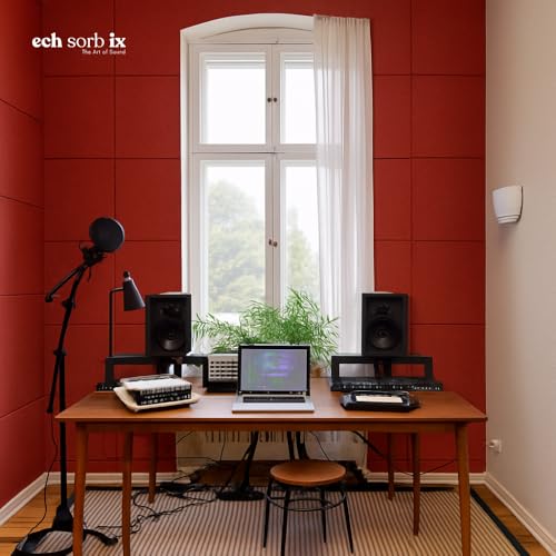Image of MMT Acoustix Premium Felt Acoustic Panels for Offices, Bedrooms & Studios | Sustainable PET Felt Panels for Echo Reduction & Sound Absorption | 2x2 Ft, 9mm Thick | X-Mas - Pack of 8