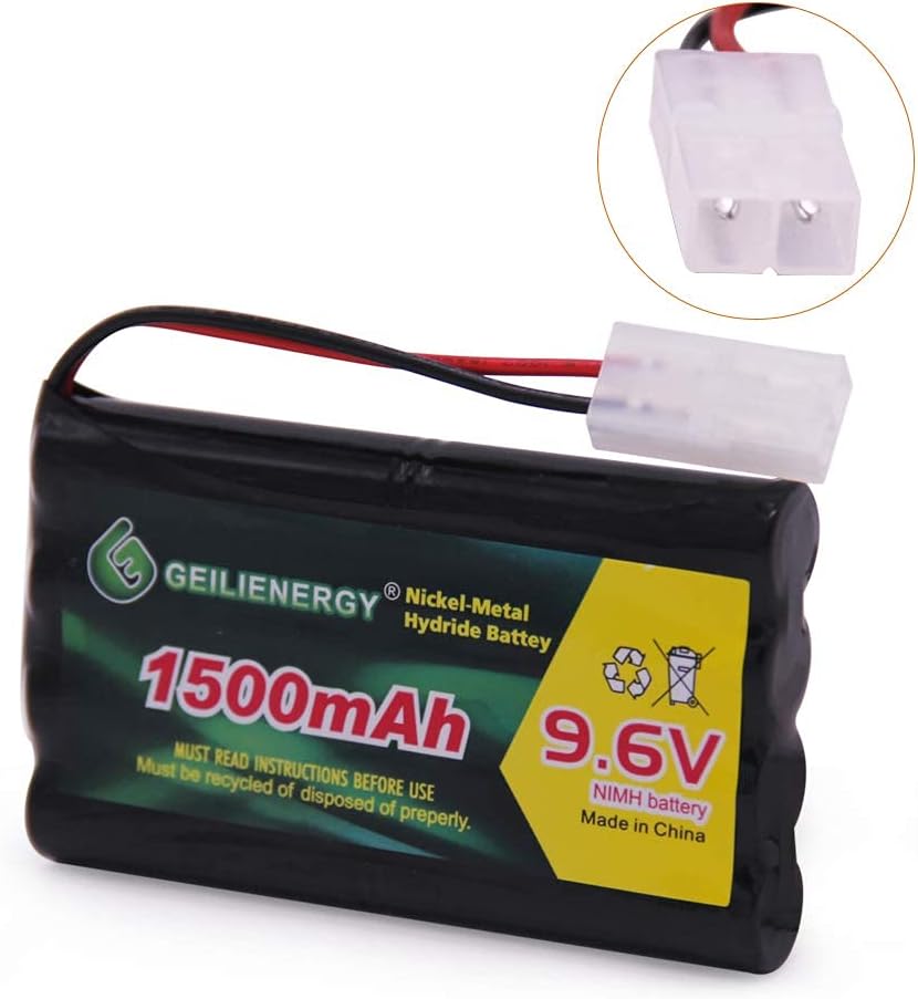 9.6V 1500mAh NiMH High Capacity Rechargeable RC Battery with Standard Tamiya Connector for RC Car Boats Robots and OTC Genisys 239180 & EVO Scan Scanner(2 Pack)