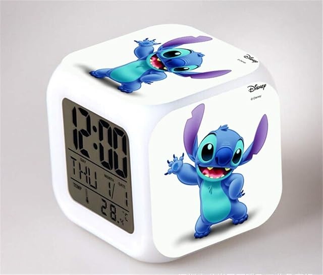 ZZTX FASHION Bedroom Alarm Clock for Kids, Bedside Alarm Clock with 7 Color Night Light, Mini Music Wake Up Alarm Clock with 8 Sounds, Gift for Boys Girls,A