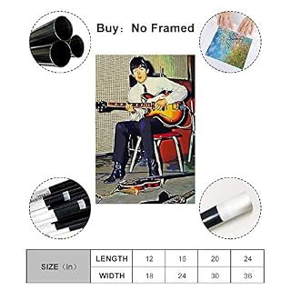 ASDYO Paul McCartney Poster sur toile du groupe de rock The Beatles 20 x 30 cm - Les Beatles, Paul McCartney, John Lennon, RIngo Starr, George Harrison ASDYO Paul McCartney Poster sur toile du groupe de rock The Beatles 20 x 30 cm – Image 2