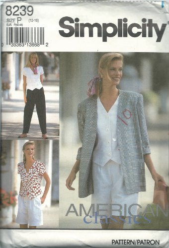Patron couture femme veste et pantalon court Simplicity 8239P de mi-saison