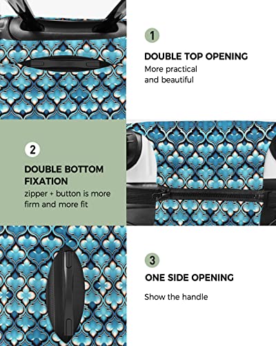 Travel Luggage Cover Spandex Elastic Suitcase Cover for Luggage, Scratch Proof Luggage Cover Protector for Trunk Case 19-21 Inch Luggage, Ombre Abstract Floral Texture Blue2