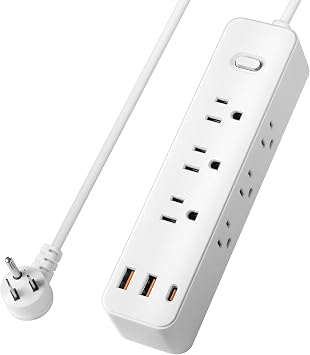 10FT Power Strip Surge Protector, 12-in-1 Power Bar with Multiple Outlets, 9 Outlet 3 USB Ports, Flat Plug Power Strip Surge Protector, Multi Outlet Wall Plug for Travel, College, Dorm Room Essentials