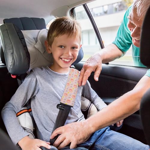 Image of 1 Pack with Fixed clamp Seat Belt Cover for Kids, Soft Comfort Car Seat Belt Covers, Cute Pattern Seat Strap Shoulder Pads for Girls and Boys (Orange Smiling)