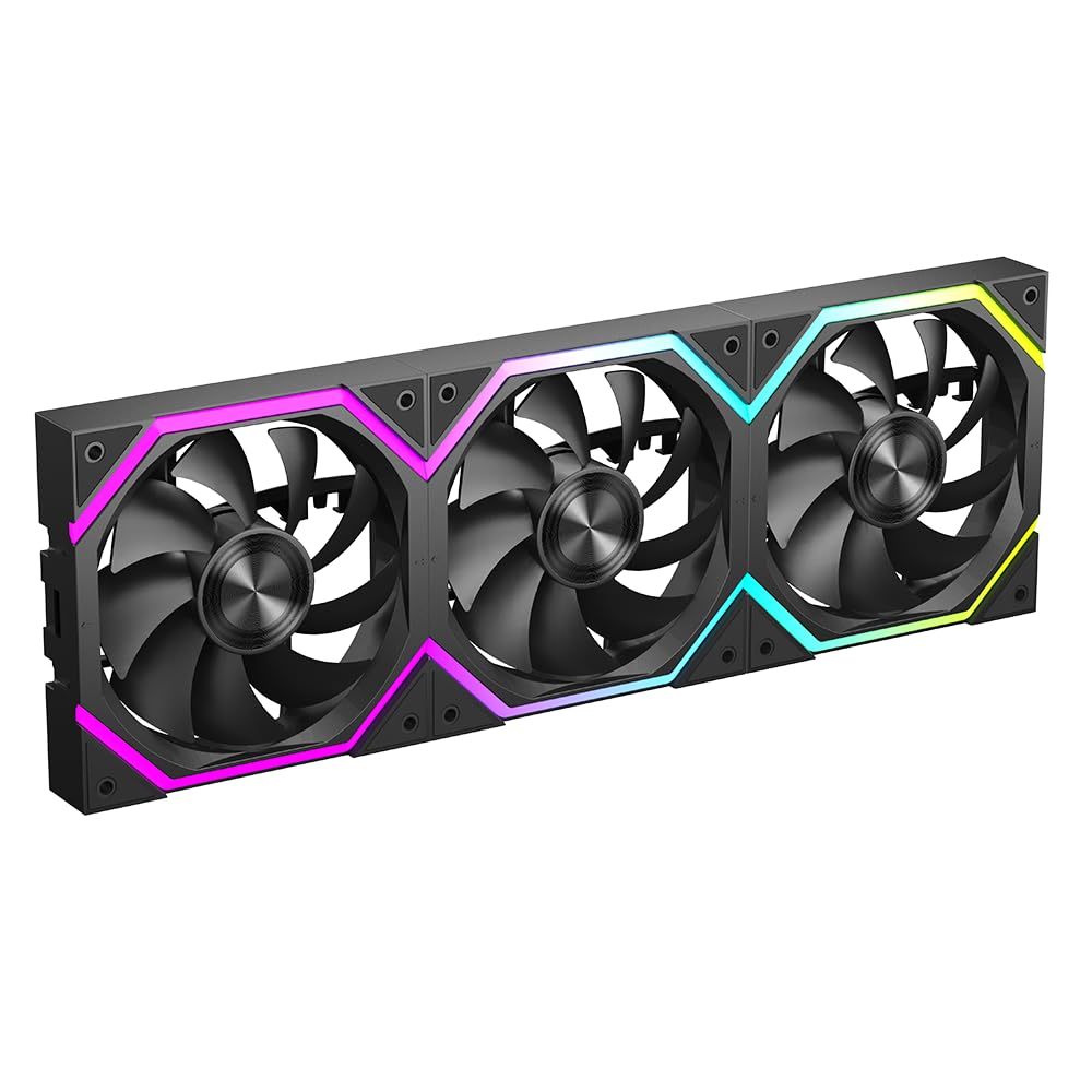 TZMRIT Build Blocks UNI FAN - Ventilateur ARGB - Design Daisy Chain - Connexion par câble - Ventilateur de boîtier PC RVB 120 mm Noir