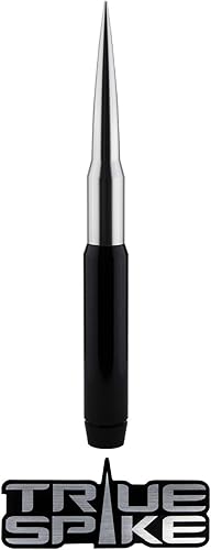 TRUE SPIKE Antena de bala con punta de plata negra de 9 pulgadas con bobina antirrobo + bobina de cobre en aluminio mecanizado CNC de calibre pesado