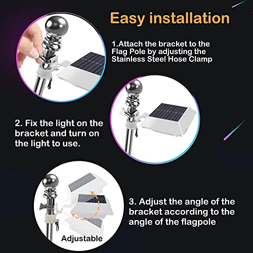 Little Joke NL-WHITE Solar Flag Pole Light, Bright White 6000K Flagpole Light Upgrade Solar Powered thumb #2