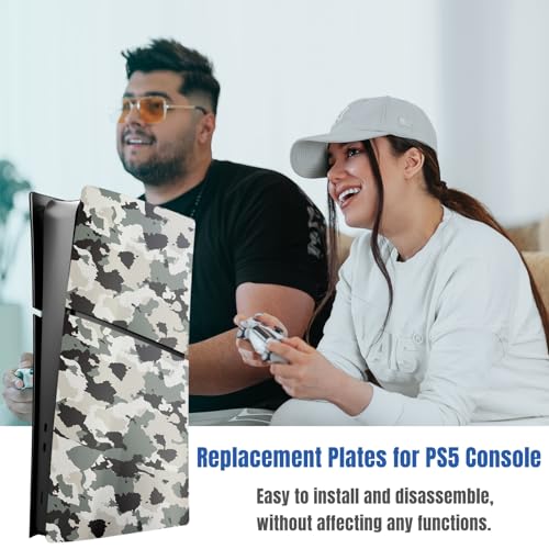 Image of Slim Digital Edition Cover Plates for New PS5 Slim Console, Shell Panels Compatible with New PlayStation 5 Slim Accessories Protective Replacement Faceplate (Gray Camouflage)