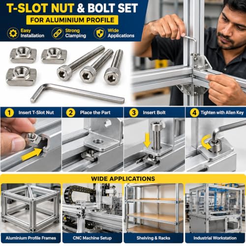 Image of By VP INDUSTRIES (Combo - 10 Pcs) M6x12 Allen Socket Screw with Hammer Nut