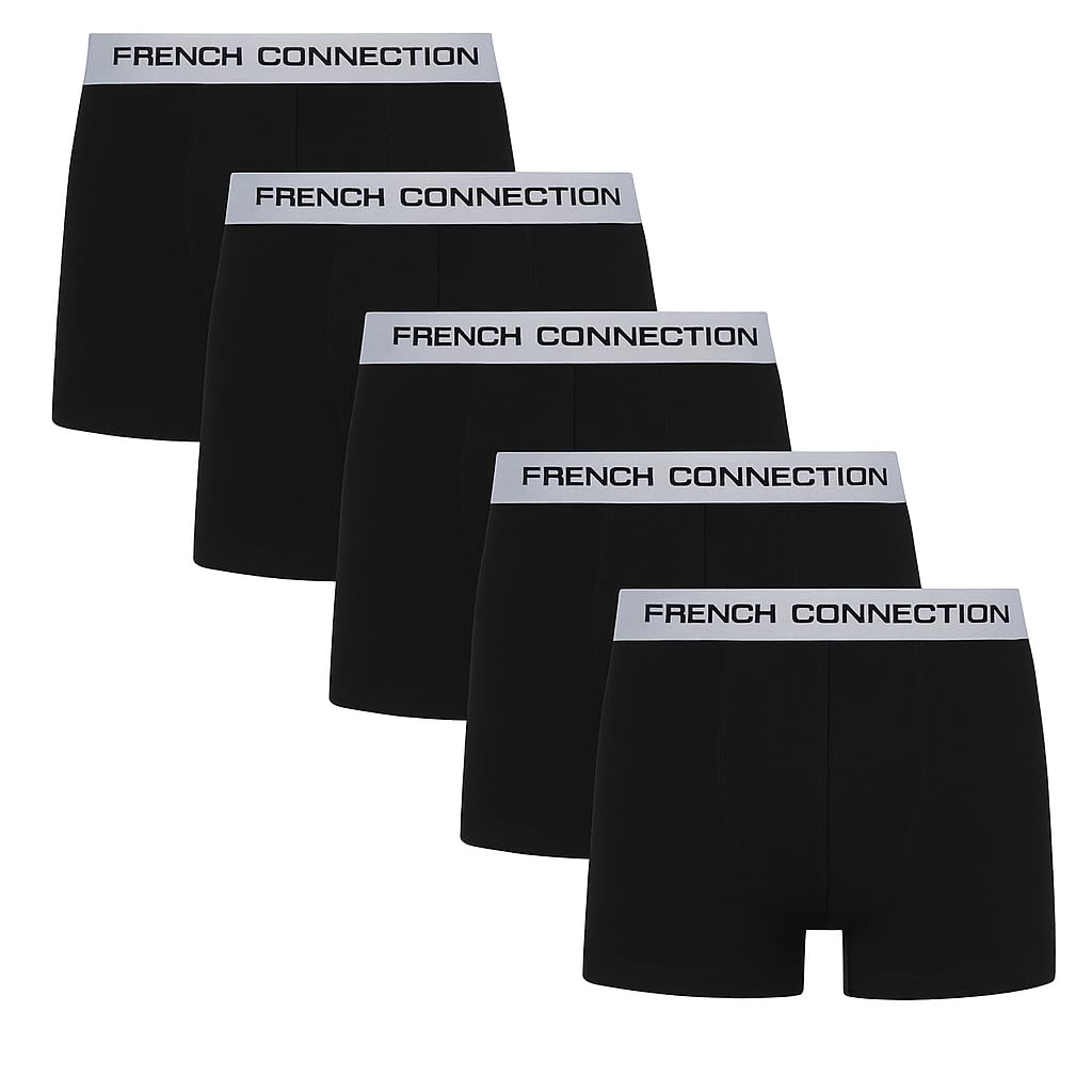 French Connection Men's 5 Pack / Black / Fc51 Boxer Shorts Multipack Cotton Stretch Underwear