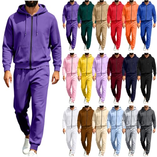 Sweatsuits for Men 2 Piece Zip Up Hoodie & Sweatpant Tracksuit Set Purple - image 1