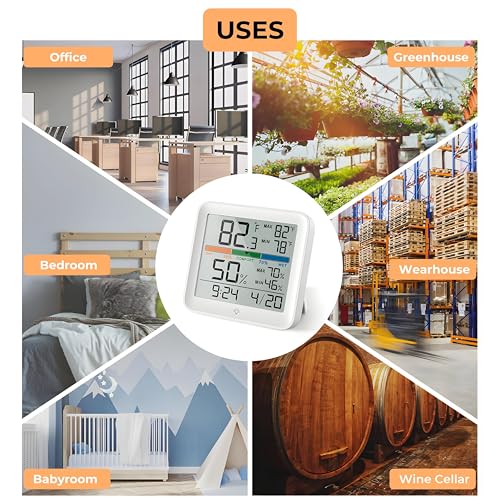 Image of DeWire Digital Hygrometer Thermometer with Comfort Indicator - Smart Room Temperature & Humidity Monitor with Min /Max Records, Backlight, For Home, Office, Greenhouse - Big Display