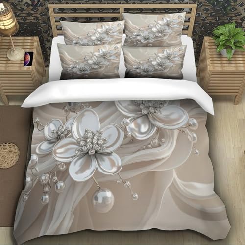 Housse de couette imprimé 3D de qualité supérieure : parure lapin de Pâques florale aquarelle - 5