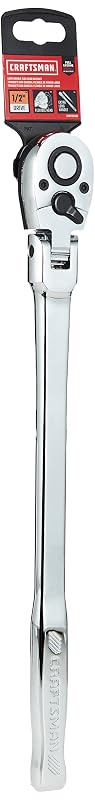Chave de soquete com catraca de cabeça flexível CRAFTSMAN CMMT99430, cabo longo, acionamento de 12,7 mm (1/2 pol.), 72 dentes, SAE, 1 unidade