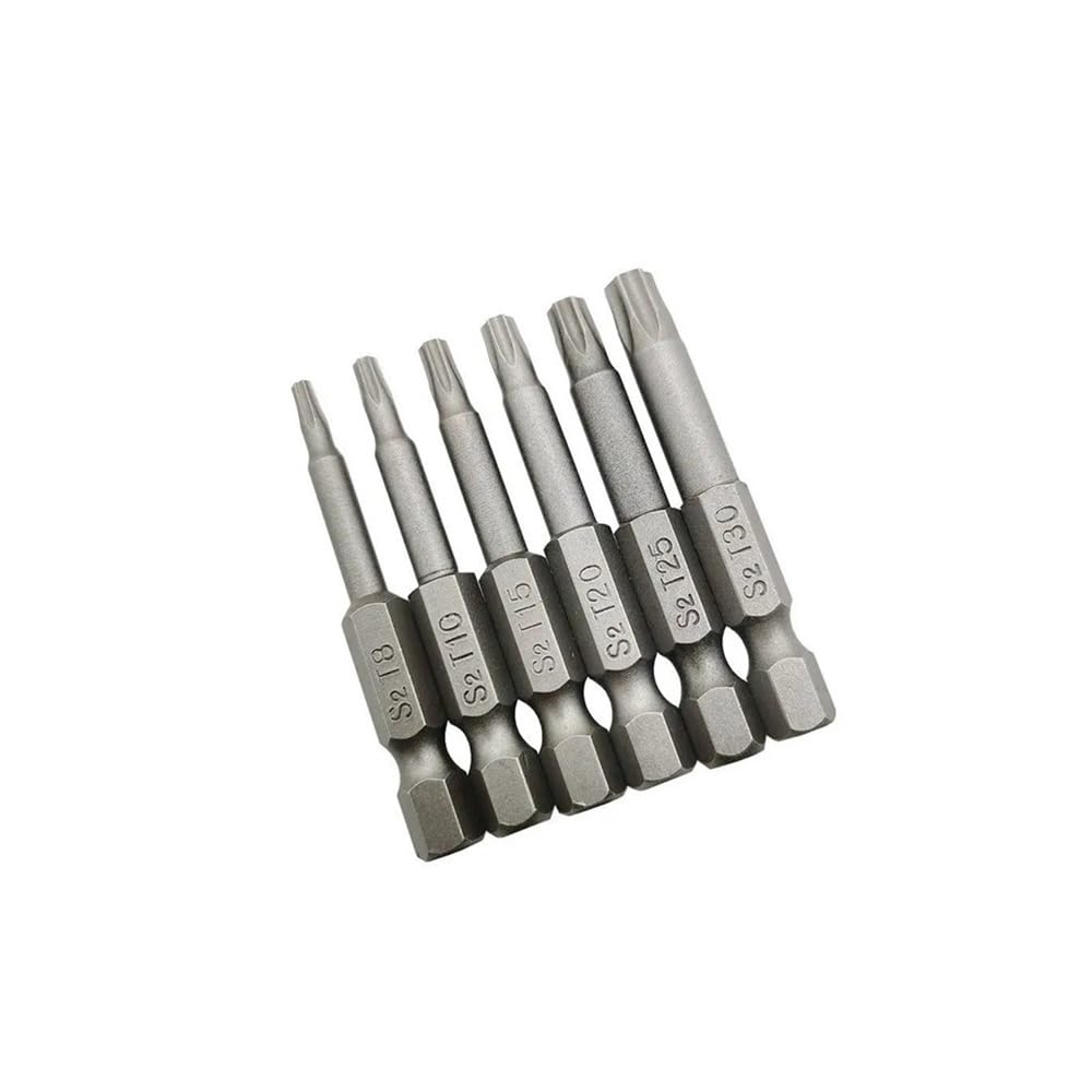 Ruxyoie 6Pcs S2 Steel Hollow Bit Set 50Mm Magnetic Screwdriver Bits