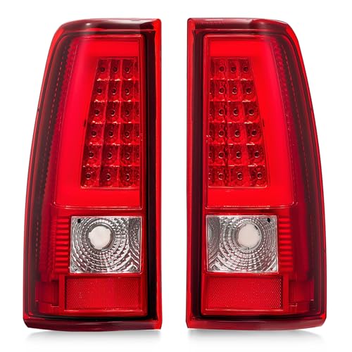 VRC For 2003-2006 Chevy Silverado 1500/03-06 GMC Sierra Red LED Tail Lights Brake Lamps Assembly Rear Replacement Driver & Passenger Sides (style 6)