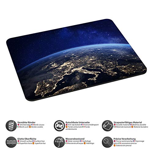 Pedea - Tappetino per mouse da gioco e ufficio, 220 x 180 mm, con bordi cuciti e fondo antiscivolo, Space Night - Mousepad - Immagine 2